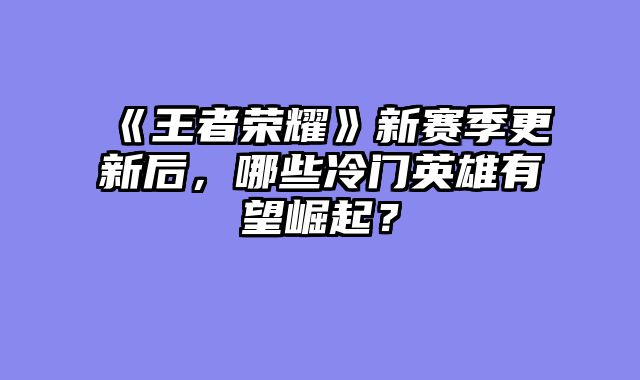 《王者荣耀》新赛季更新后，哪些冷门英雄有望崛起？