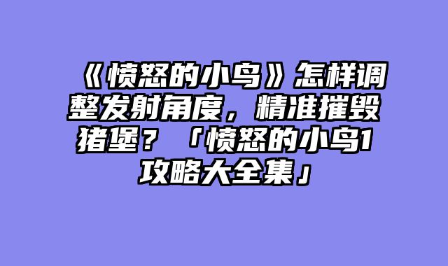 《愤怒的小鸟》怎样调整发射角度，精准摧毁猪堡？「愤怒的小鸟1攻略大全集」