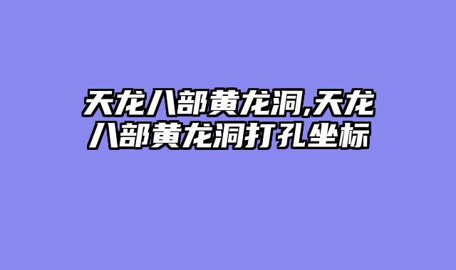 天龙八部黄龙洞,天龙八部黄龙洞打孔坐标