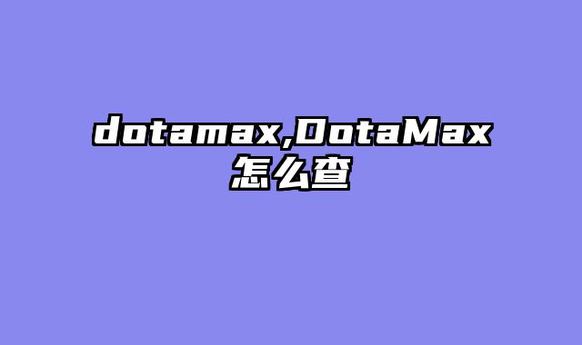 dotamax,DotaMax怎么查