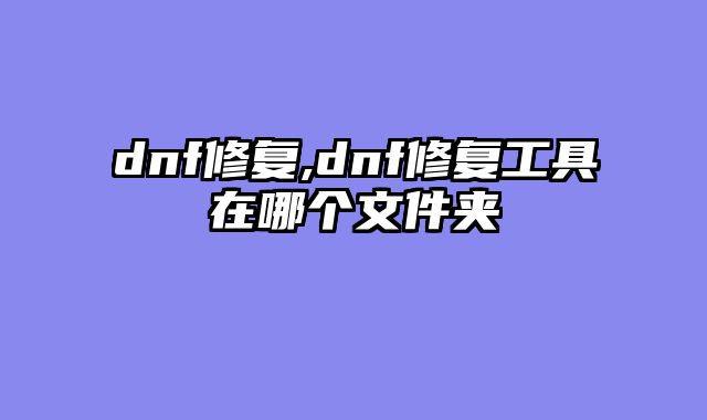 dnf修复,dnf修复工具在哪个文件夹