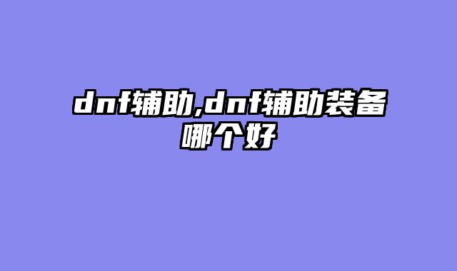 dnf辅助,dnf辅助装备哪个好