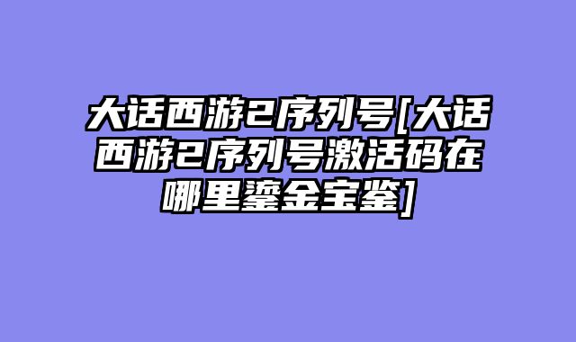 大话西游2序列号[大话西游2序列号激活码在哪里鎏金宝鉴]