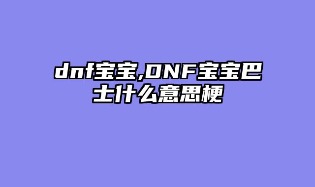 dnf宝宝,DNF宝宝巴士什么意思梗