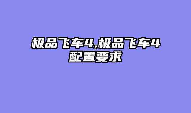 极品飞车4,极品飞车4配置要求