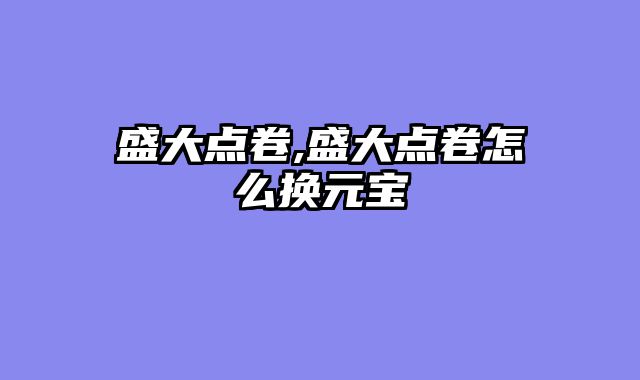 盛大点卷,盛大点卷怎么换元宝