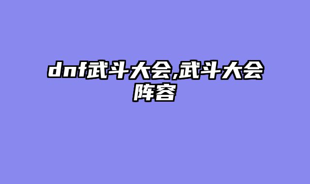 dnf武斗大会,武斗大会阵容