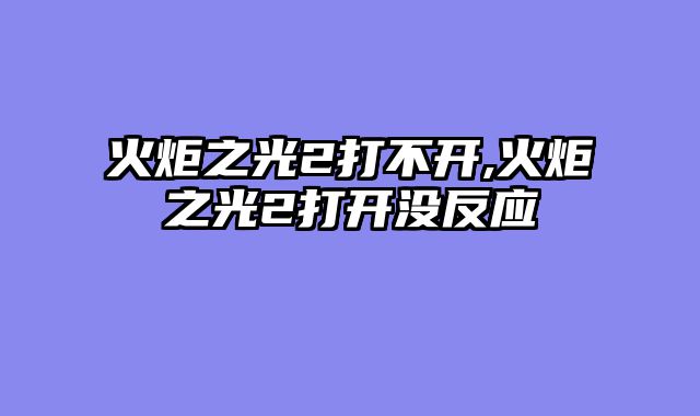 火炬之光2打不开,火炬之光2打开没反应