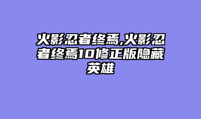 火影忍者终焉,火影忍者终焉10修正版隐藏英雄