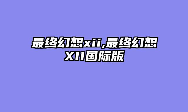 最终幻想xii,最终幻想XII国际版