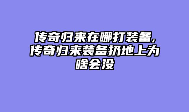 传奇归来在哪打装备,传奇归来装备扔地上为啥会没