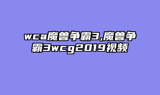 wca魔兽争霸3,魔兽争霸3wcg2019视频