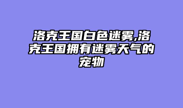 洛克王国白色迷雾,洛克王国拥有迷雾天气的宠物