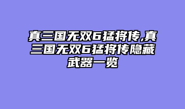 真三国无双6猛将传,真三国无双6猛将传隐藏武器一览