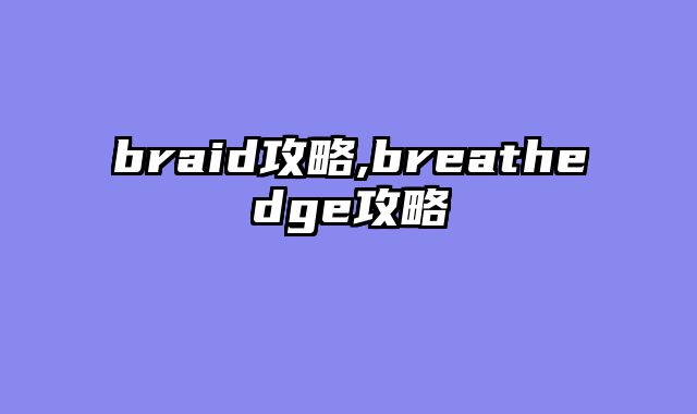 braid攻略,breathedge攻略