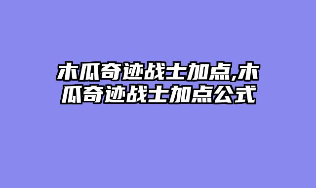 木瓜奇迹战士加点,木瓜奇迹战士加点公式