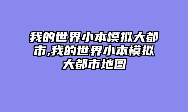 我的世界小本模拟大都市,我的世界小本模拟大都市地图