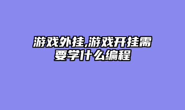 游戏外挂,游戏开挂需要学什么编程