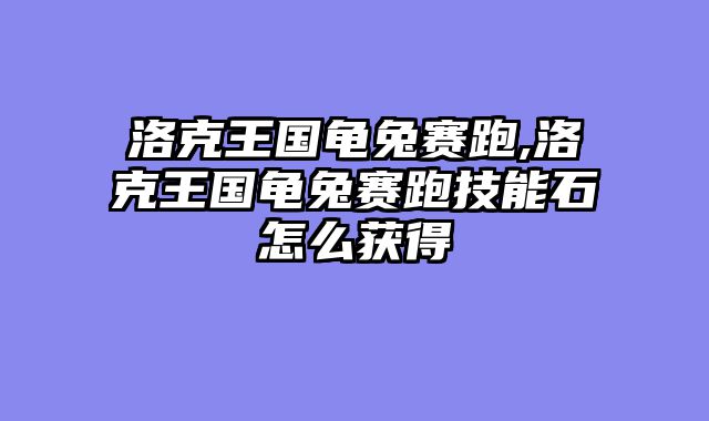 洛克王国龟兔赛跑,洛克王国龟兔赛跑技能石怎么获得