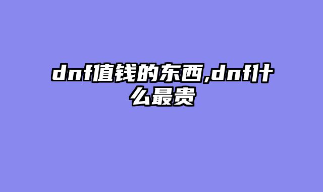 dnf值钱的东西,dnf什么最贵