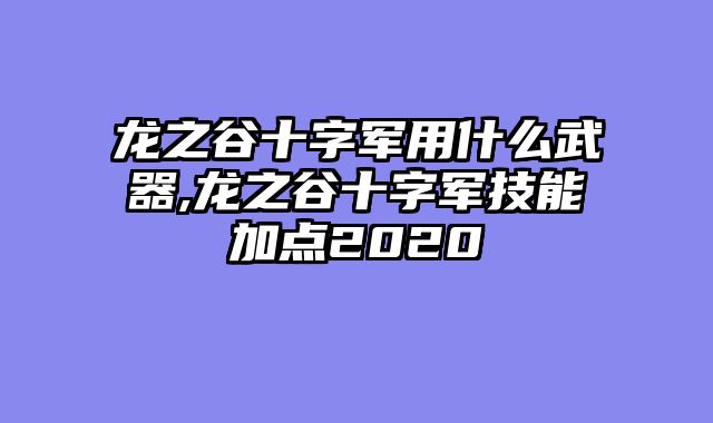 龙之谷十字军用什么武器,龙之谷十字军技能加点2020