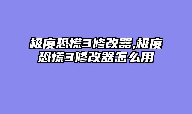 极度恐慌3修改器,极度恐慌3修改器怎么用